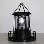 Lampa Ogrodowa Solarna w Kształcie Latarni Morskiej z Obrotowym Światłem - Czarny