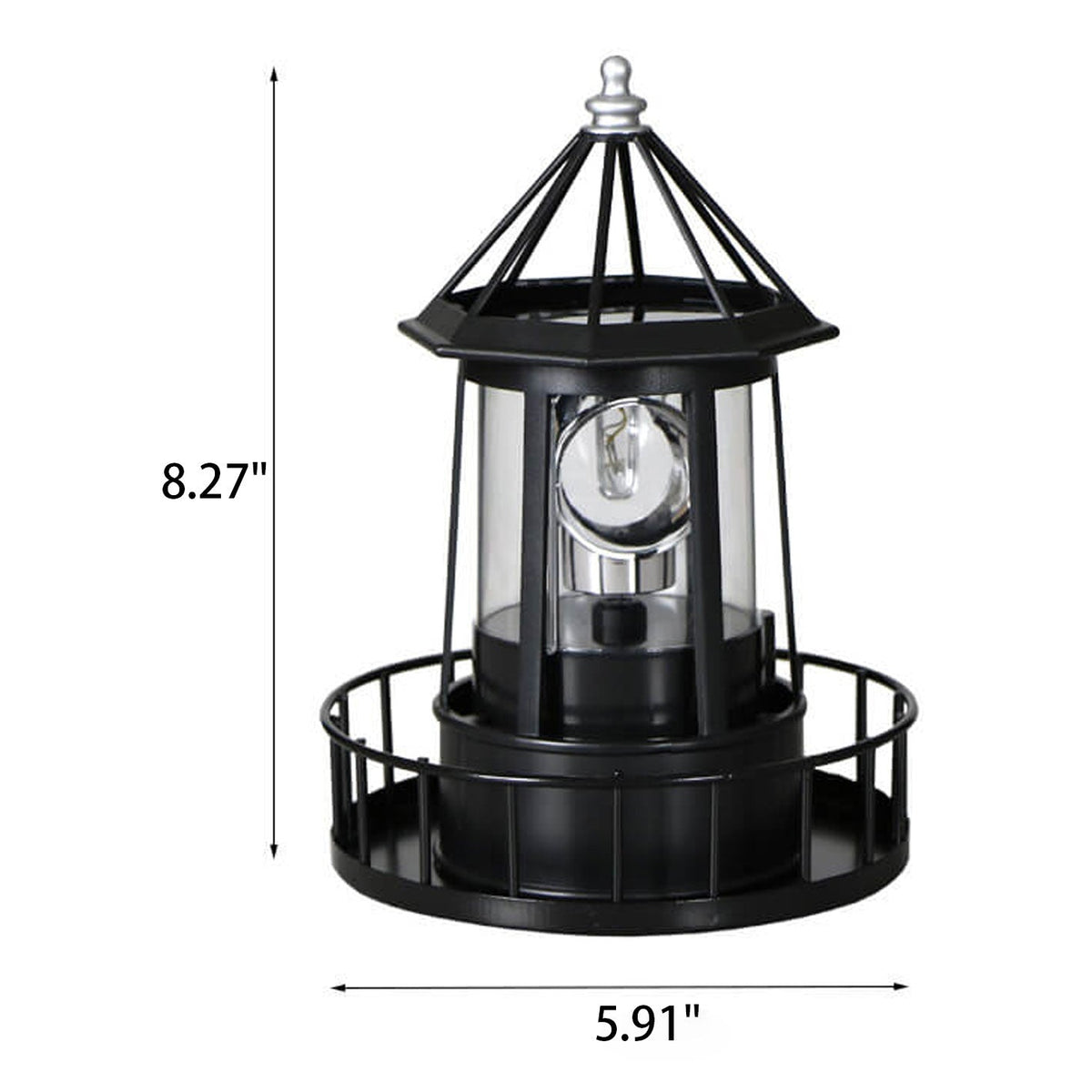 Lampa Ogrodowa Solarna w Kształcie Latarni Morskiej z Obrotowym Światłem - 5