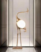 Lampa Podłogowa Art Deco w Kształcie Żurawia ze Szklanym Kloszem - 12
