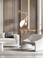 Lampa Podłogowa Art Deco w Kształcie Żurawia ze Szklanym Kloszem - 16