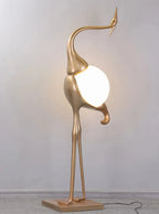 Lampa Podłogowa Art Deco w Kształcie Żurawia ze Szklanym Kloszem - 20