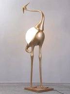 Lampa Podłogowa Art Deco w Kształcie Żurawia ze Szklanym Kloszem - 21