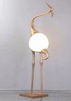 Lampa Podłogowa Art Deco w Kształcie Żurawia ze Szklanym Kloszem - 23