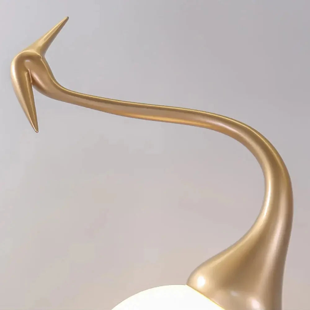 Lampa Podłogowa Art Deco w Kształcie Żurawia ze Szklanym Kloszem - 24