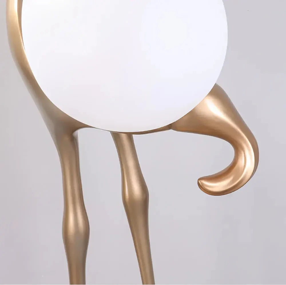 Lampa Podłogowa Art Deco w Kształcie Żurawia ze Szklanym Kloszem - 25