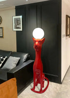 Lampa Podłogowa Art Deco z Figurą Pantery i Kloszem Kulistym - 14