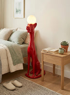 Lampa Podłogowa Art Deco z Figurą Pantery i Kloszem Kulistym - 3