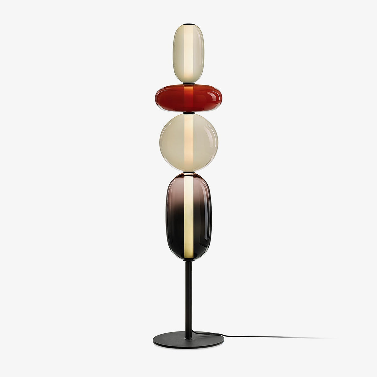 Lampa Podłogowa Art Deco ze Szklanymi Kloszami w Kształcie Kamieni - 11
