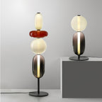 Lampa Podłogowa Art Deco ze Szklanymi Kloszami w Kształcie Kamieni - 6