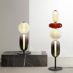 Lampa Podłogowa Art Deco ze Szklanymi Kloszami w Kształcie Kamieni - 7