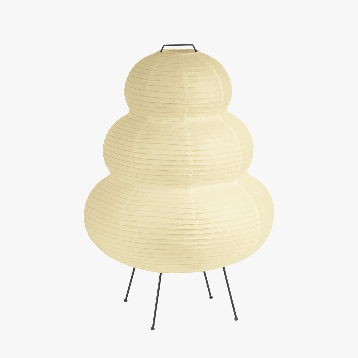 Lampa Podłogowa Japandi z Papierowym Kloszem w Kształcie Tykwy