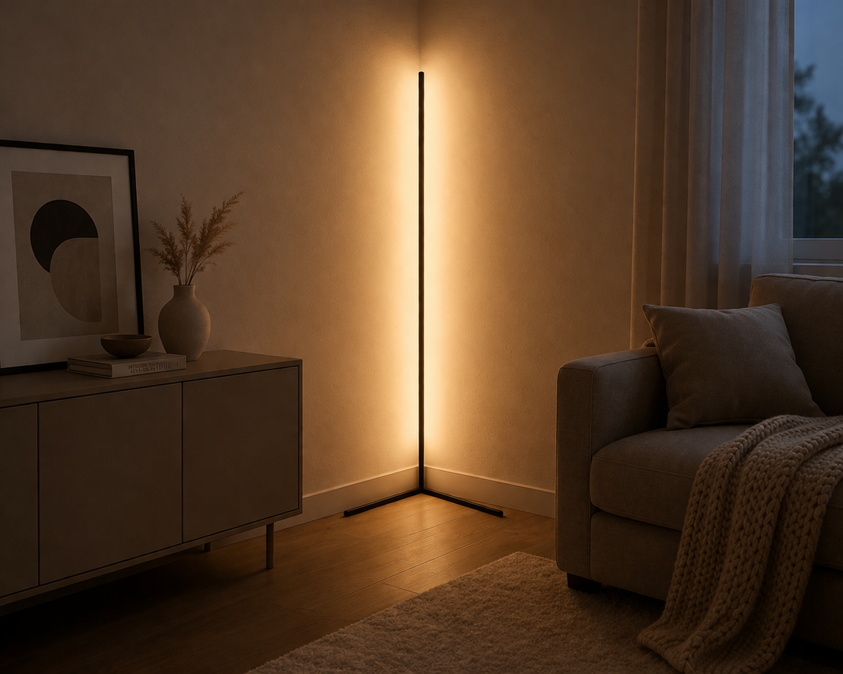 Lampa Podłogowa Narożna Minimalistyczna z Pilotem i Ściemniaczem - 5