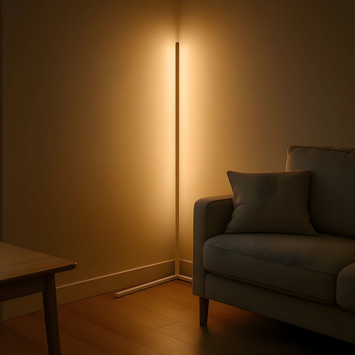 Lampa Podłogowa Narożna Minimalistyczna z Pilotem i Ściemniaczem - Biały