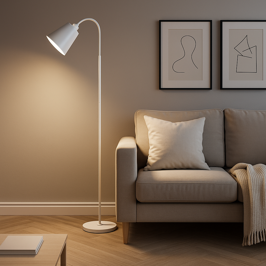 Lampa Podłogowa Skandynawska z Elastyczną Szyją i Okrągłą Podstawą - 5