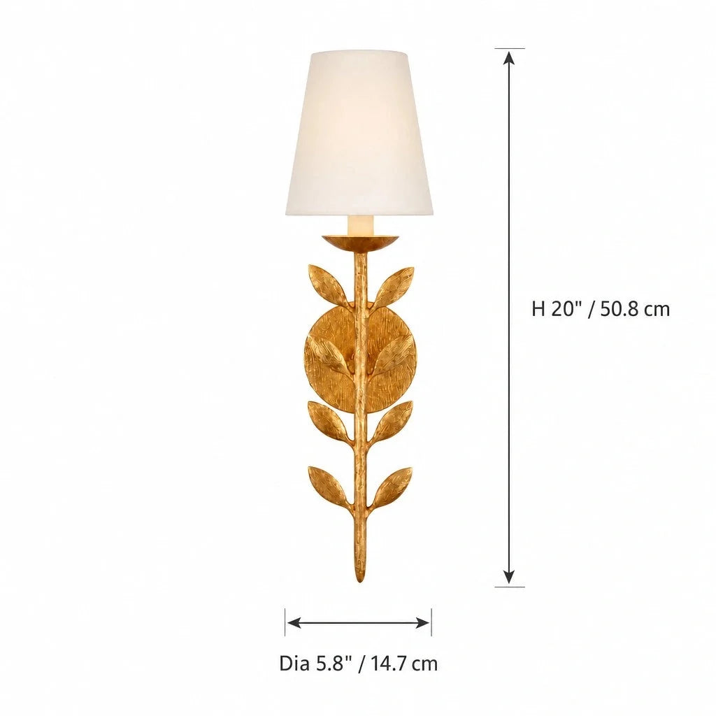 Lampa Ścienna Boho z Motywem Liści i Abażurem - 20