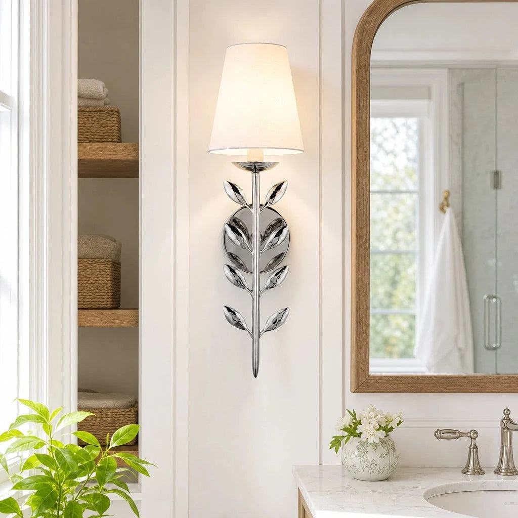 Lampa Ścienna Boho z Motywem Liści i Abażurem - 4