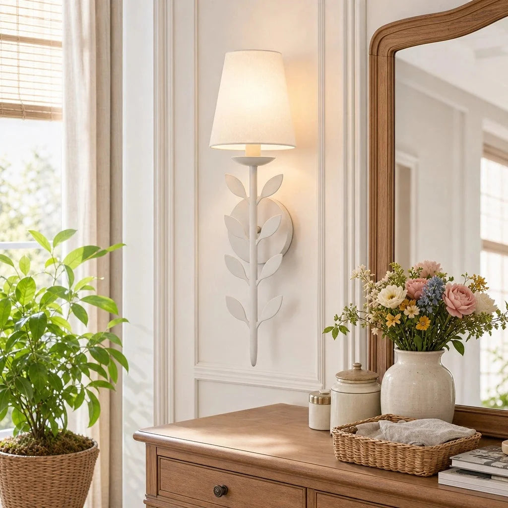 Lampa Ścienna Boho z Motywem Liści i Abażurem - 5