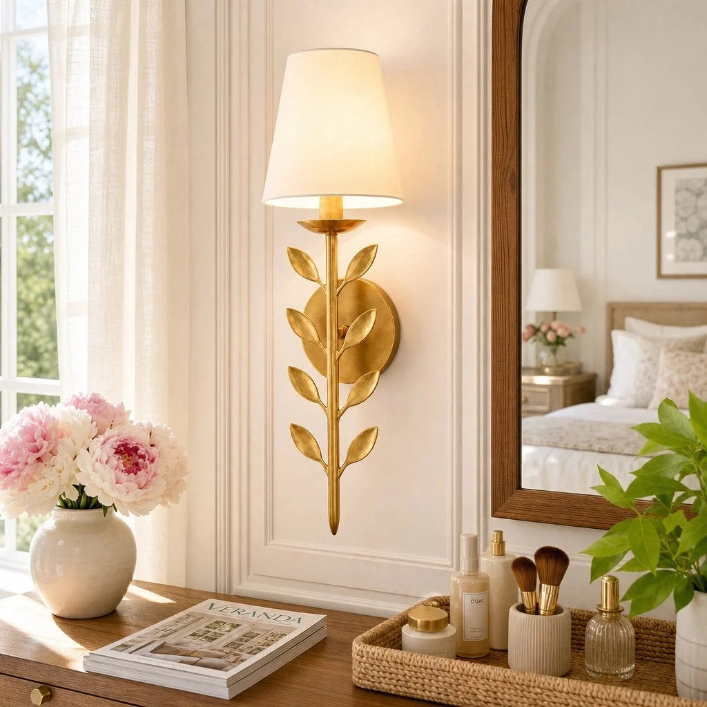 Lampa Ścienna Boho z Motywem Liści i Abażurem - 8