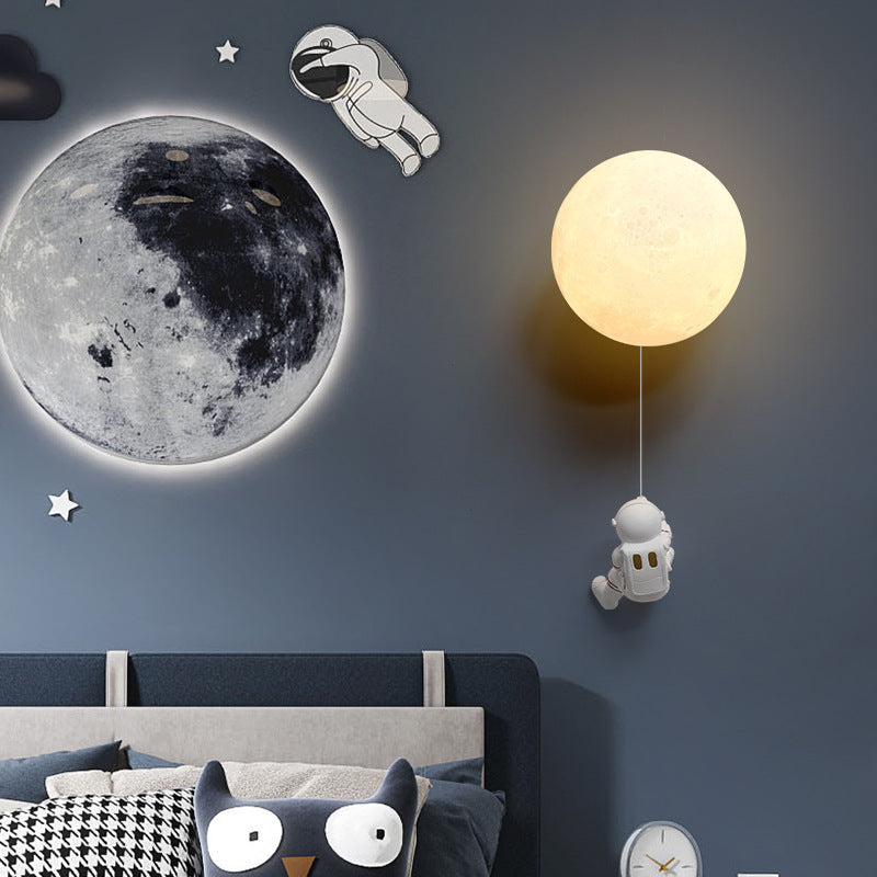 Lampa Ścienna Dziecięca Modern z Motywem Księżyca i Astronauty - 2