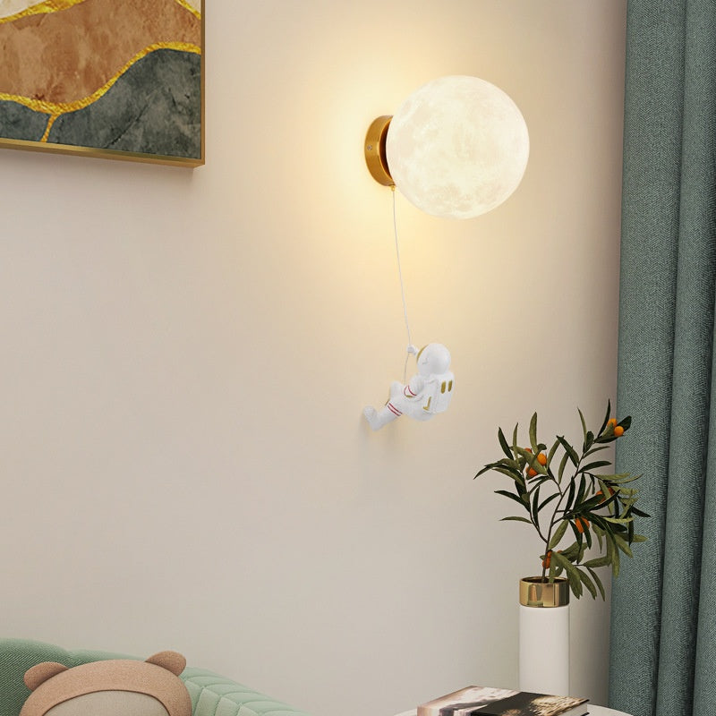 Lampa Ścienna Dziecięca Modern z Motywem Księżyca i Astronauty - 7