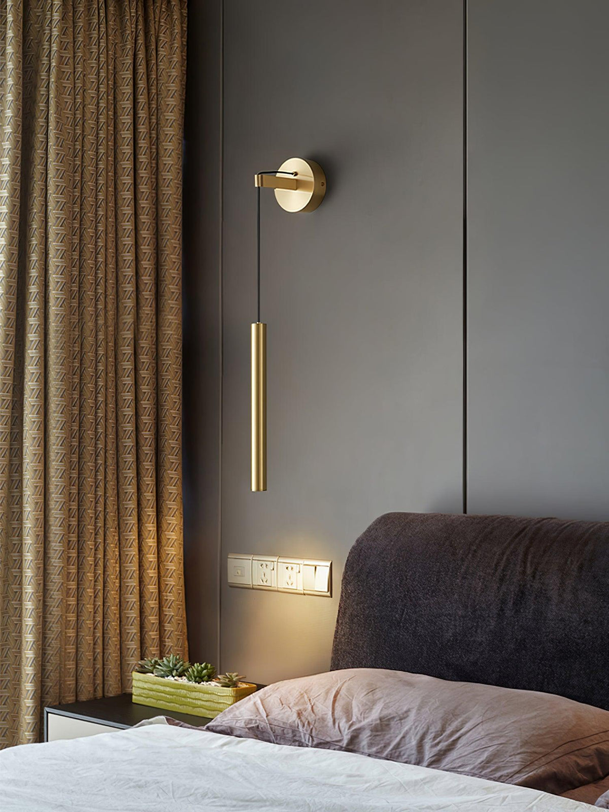 Lampa Ścienna Minimalistyczna z Cylindrycznym Kloszem na Kablu - 13