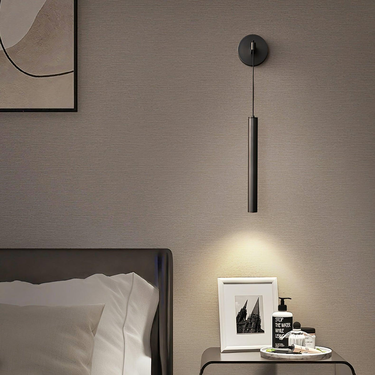 Lampa Ścienna Minimalistyczna z Cylindrycznym Kloszem na Kablu - 19