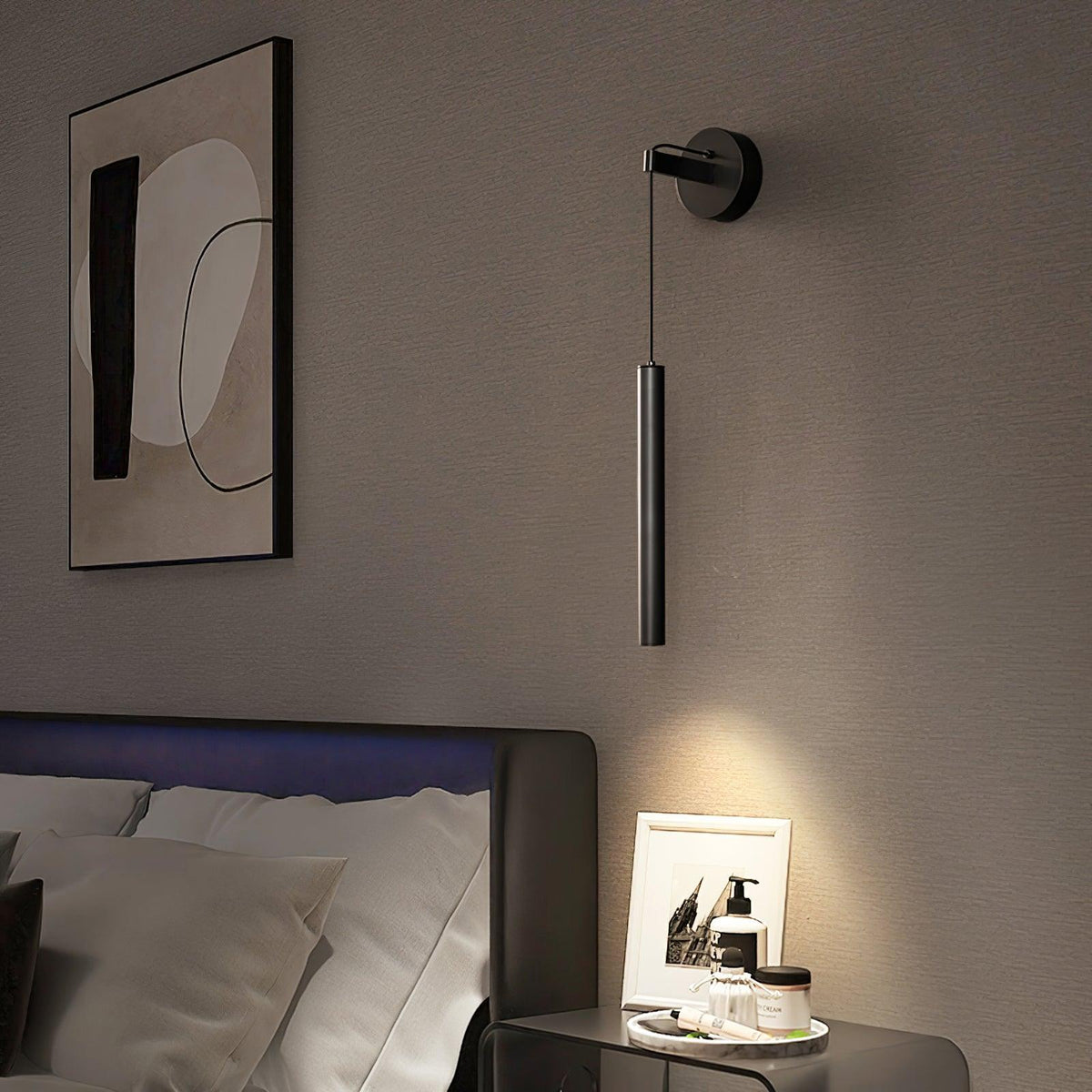 Lampa Ścienna Minimalistyczna z Cylindrycznym Kloszem na Kablu - 21
