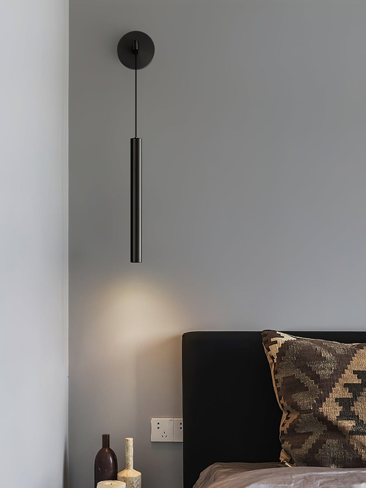 Lampa Ścienna Minimalistyczna z Cylindrycznym Kloszem na Kablu - 24