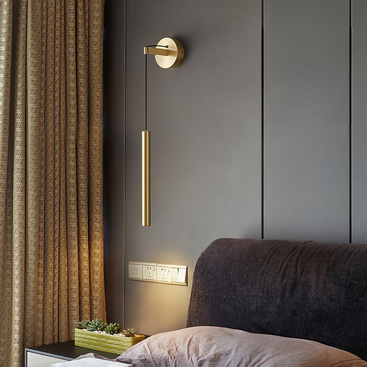 Lampa Ścienna Minimalistyczna z Cylindrycznym Kloszem na Kablu - 5