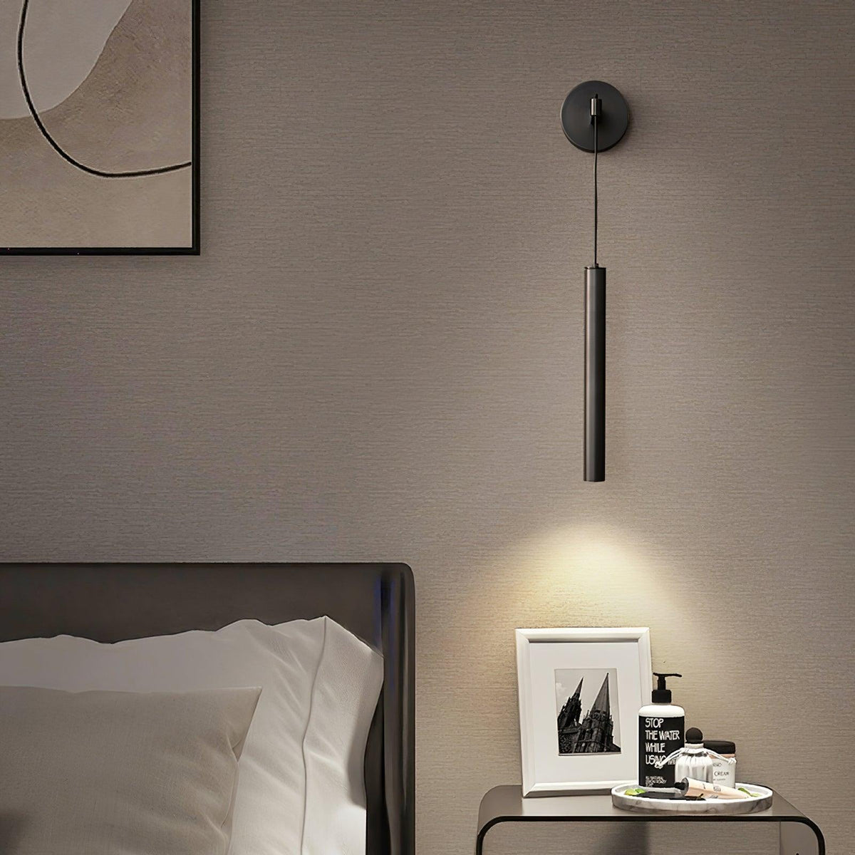 Lampa Ścienna Minimalistyczna z Cylindrycznym Kloszem na Kablu - 6