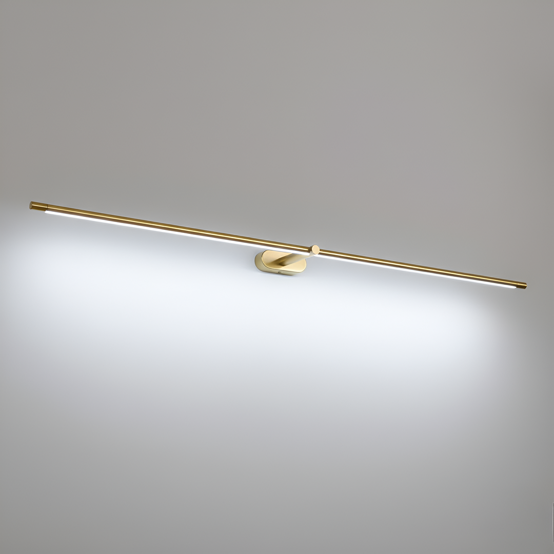Lampa Ścienna Minimalistyczna z Obrotowym Ramieniem do Lustra i Obrazów - Złoto