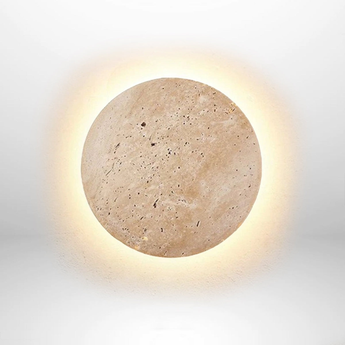 Lampa Ścienna Minimalistyczna z Trawertynu z Podświetleniem Halo - 4