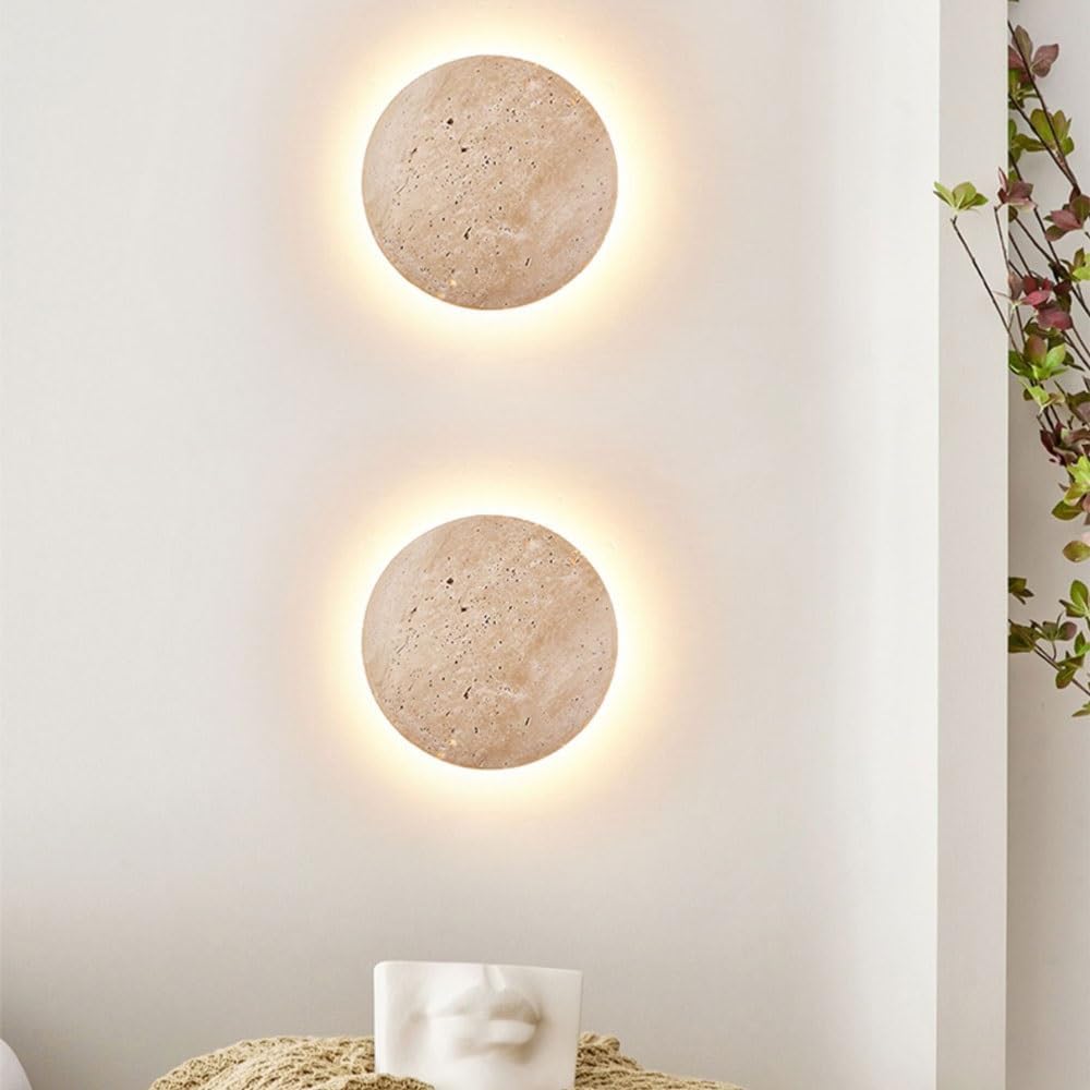 Lampa Ścienna Minimalistyczna z Trawertynu z Podświetleniem Halo - 6