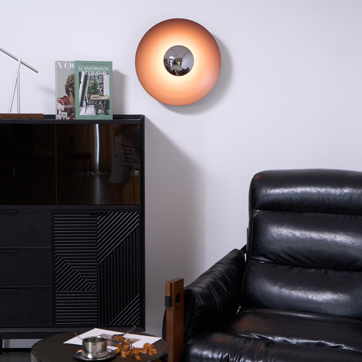 Lampa Ścienna Nowoczesna Minimalistyczna z Okrągłym Kloszem i Zintegrowanym LED - 25