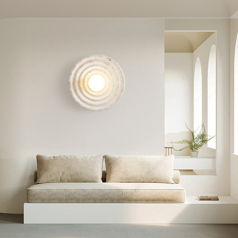 Lampa Ścienna Okrągła Wabi-Sabi Retro z Teksturowaną Obudową - 11
