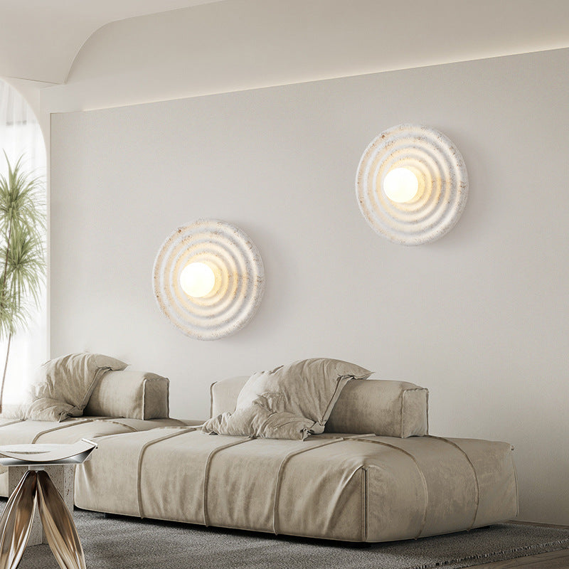 Lampa Ścienna Okrągła Wabi-Sabi Retro z Teksturowaną Obudową - 12