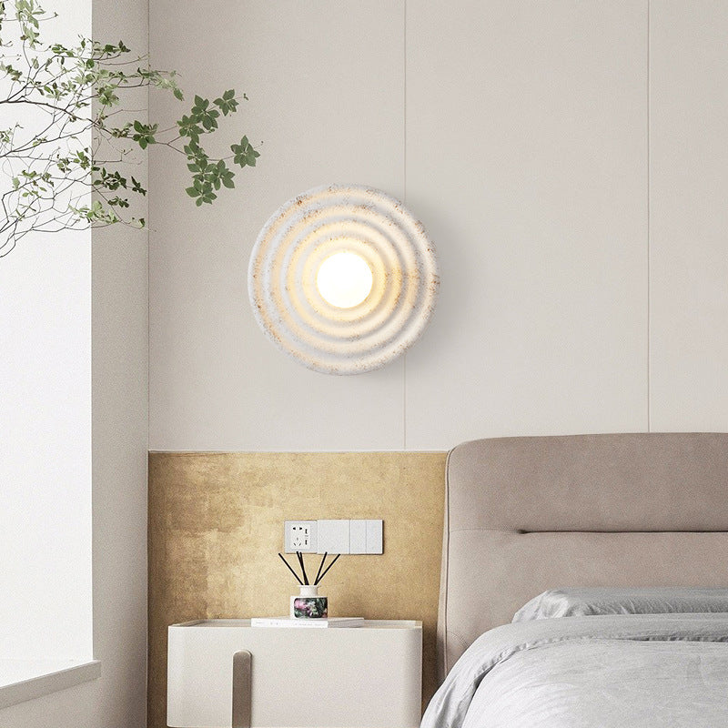 Lampa Ścienna Okrągła Wabi-Sabi Retro z Teksturowaną Obudową - 13