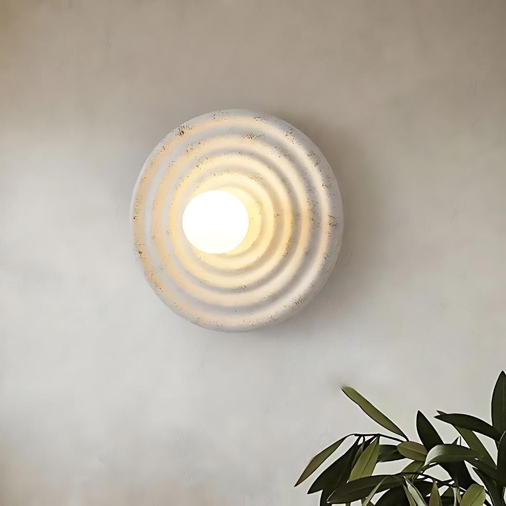 Lampa Ścienna Okrągła Wabi-Sabi Retro z Teksturowaną Obudową - 3