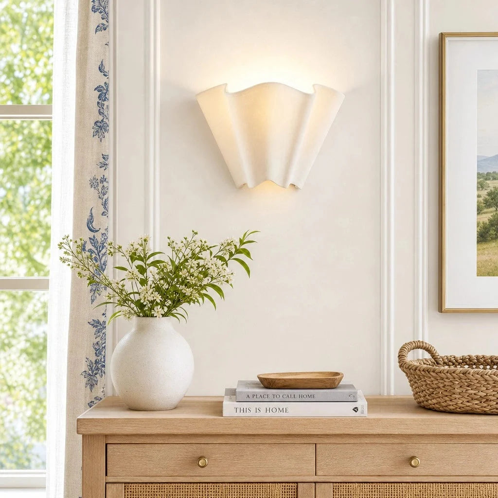 Lampa Ścienna Skandynawska z Abażurem w Kształcie Kwiatu - 8