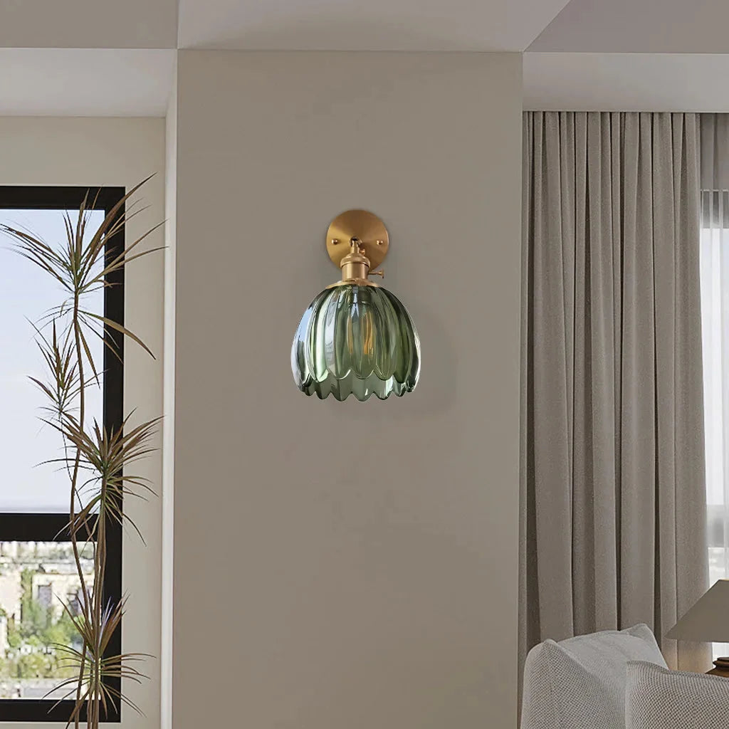 Lampa Ścienna Vintage z Kloszem ze Szkła w Kształcie Kwiatu - 13