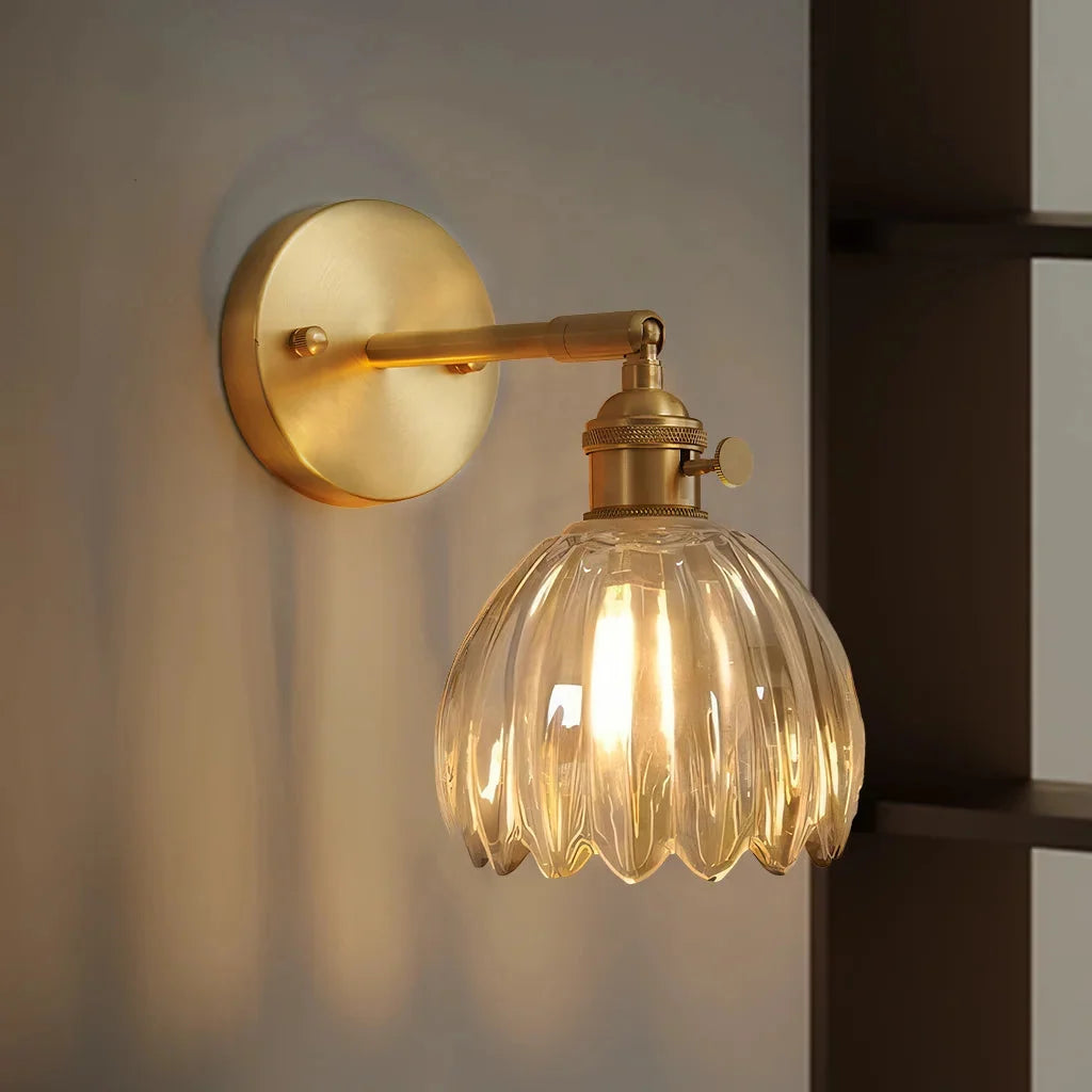 Lampa Ścienna Vintage z Kloszem ze Szkła w Kształcie Kwiatu - 15