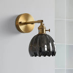 Lampa Ścienna Vintage z Kloszem ze Szkła w Kształcie Kwiatu - Czarny