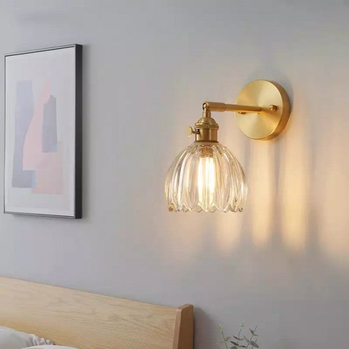 Lampa Ścienna Vintage z Kloszem ze Szkła w Kształcie Kwiatu - 19