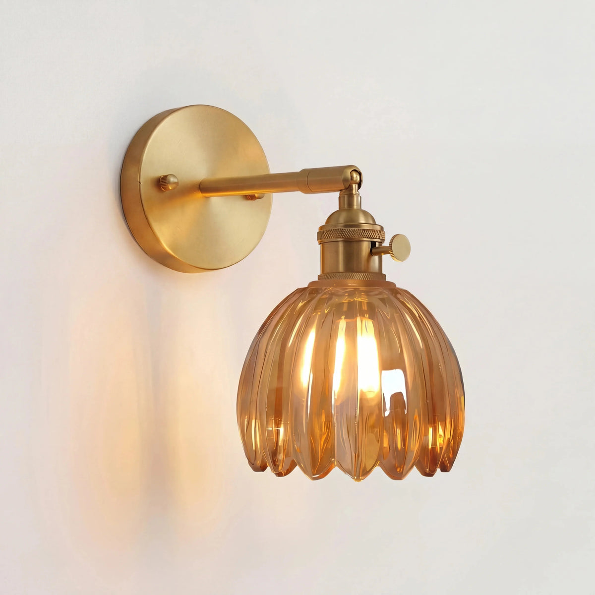 Lampa Ścienna Vintage z Kloszem ze Szkła w Kształcie Kwiatu - 3