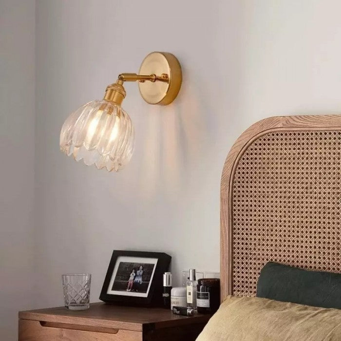 Lampa Ścienna Vintage z Kloszem ze Szkła w Kształcie Kwiatu - 20