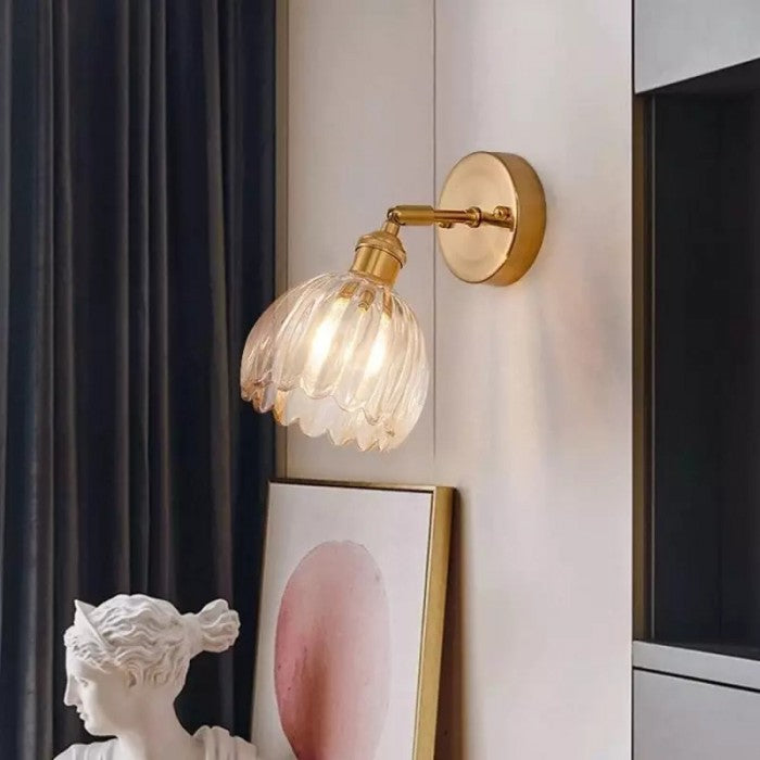 Lampa Ścienna Vintage z Kloszem ze Szkła w Kształcie Kwiatu - 21