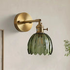 Lampa Ścienna Vintage z Kloszem ze Szkła w Kształcie Kwiatu - Zielony