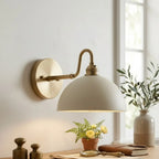 Lampa Ścienna Vintage z Mosiężnym Ramieniem i Kloszem w Kształcie Misy - 3