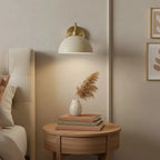 Lampa Ścienna Vintage z Mosiężnym Ramieniem i Kloszem w Kształcie Misy - 6