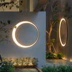 Lampa Ścienna Zewnętrzna Minimalistyczna z Okrągłym Pierścieniem do Ogrodu - 3